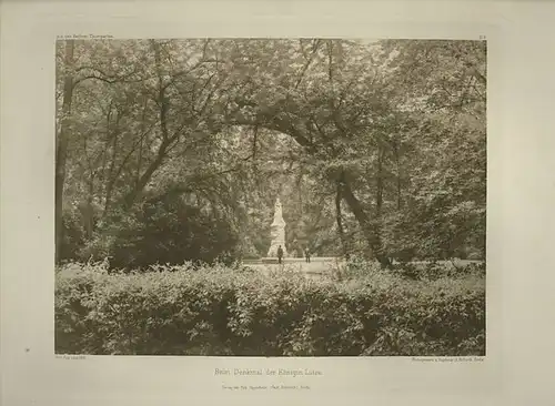 Berlin Tiergarten. - Rau, Otto: Aus dem Berliner Thiergarten. Blatt 8: Beim Denkmal der Königin Luise. Photographisches Studienblatt. 