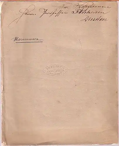 Mommsen, Tycho (1819-1900): Tychonis Mommseni Exercitationes Sophocleae. Eiusdem de Scholiis Pindaricis epimetrum. Eröffnungsrede zu den öffentlichen Prüfungen des Gymnasiums. Mit Schulnachrichten. 