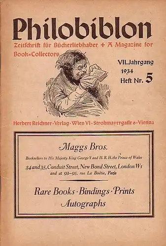 Philobiblon.    Herbert Reichner (Hrsg.): Philobiblon.  Zeitschrift für Bücherliebhaber / A Magazine for Book Collectors. VII. Jahrgang 1934,  Heft 5.. 
