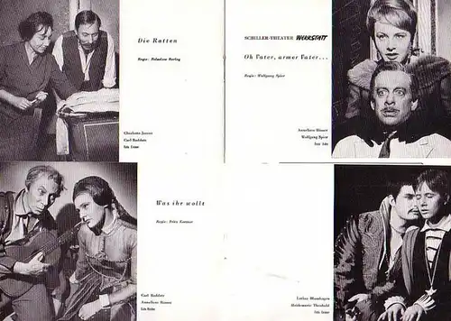 Shakespeare ; Kopit, Arthur L. ; Hauptmann, Gerhart ; Walser, Martin. - Programm-Hefte Schillertheater Berlin. Berlin- Boleslaw Barlog- Intendanz- (Hrsg.): Heft 124 "Eiche und Angora" , Heft 126 "Was ihr wollt" , Heft 127 "Die Ratten" , Heft 128 "Oh Vater