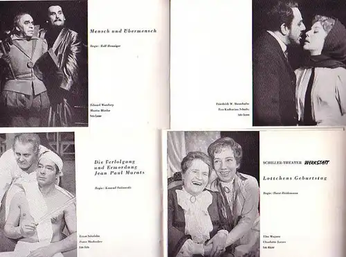 Heft 150 "Mensch und Übermensch" , Heft 151 "Erster Klasse - Lottchens Geburtstag" , Heft 152 "Der Hauptmann von Köpenick" , Heft 154 "Der tolle Tag".  Programmhefte Schillertheater Berlin Spielzeit  1964/1965. Konvolut mit 4 Heften