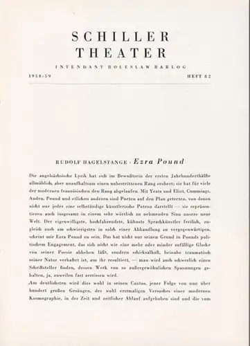 Schillertheater Berlin. - Boleslaw Barlog (Intendanz). - Sophokles: Die Frauen von Trachis. Spielzeit  1958 / 1959, Heft 82. Programmheft. Nach Sophokles von Ezra Pound. Inszenierung: Hans Lietzau, mit u.a.: Hilde Krahl, Wilhelm Borchert, Elsa Wagner, Fri