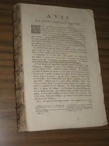 Boileau Despreaux, Nicolas: Ouevres avec des eclaircissemens historiques. Nouvelle edition  revue, corrigée  & augmentée de divers remarques.  Tome premier de deux. 