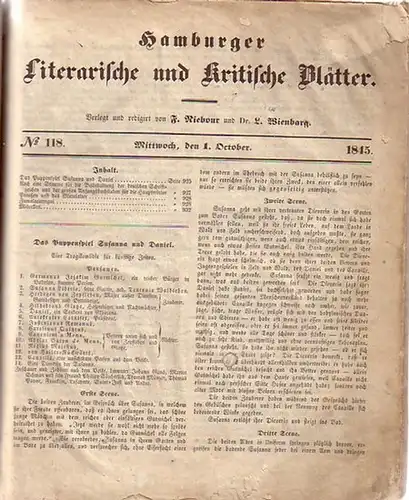 Hamburger Literarische und Kritische Blätter. - Niebour, F. und L. Wienbarg (Redaktion): Hamburger Literarische und Kritische Blätter. Heft 118 - 130 (1. October - 29...