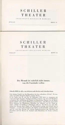 Die Verschwörung des Fiesco zu Genua. Programmheft 75 der Spielzeit  1958 / 1959. Inszenierung: Gustav-Rudolf Sellner, mit u. a.: Rolf Henniger, Eva-Katharina Schultz, Anneliese Römer, Rudolf Fernau, Walter Franck