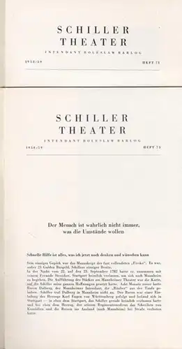 Schillertheater Berlin. -  Boleslaw Barlog (Intendanz). - Schiller, Friedrich: Die Verschwörung des Fiesco zu Genua. Programmheft 75 der Spielzeit  1958 / 1959. Inszenierung:...