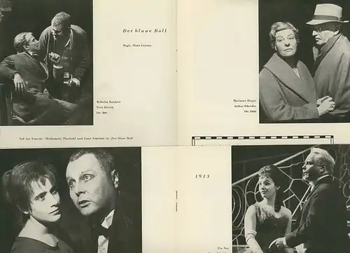 Heft 103 "Der blaue Boll" , Heft 104 "1913" , Heft 105 "Die Häuser des Herrn Sartorius" , Heft 106 "Was kam denn da ins Haus?". Programmhefte Schillertheater Berlin Spielzeit  1960/1961. Konvolut mit 4 Heften