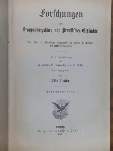Hintze, Otto / Fr. Holtze / G. Schmoller / A. Stölzel (Hrsg.). - P. von Nießen / Albert Detto / R.Krauel / Adolf Stölzel /...