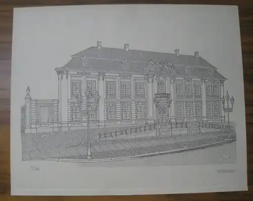 Berlin Mitte. - Robinson (Werner Kruse): Originalgraphik: Das Kollegienhaus (heute Teil des Jüdischen Museums) in Berlin in der Lindenstrasse 9. 