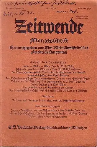 Buchfinck, Ernst: Briand und der Weltkrieg. In: Zeitwende. Jahrgang 9, Heft 6, 1933. 
