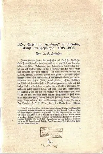 Suhr, Christoffer  (1771 1842).   Heckscher, J: Der Ausruf in Hamburg in Literatur, Kunst und Geschichte 1808 1908. Mit den Beilagen:  Mitteilungen.. 