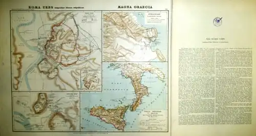 Rom und Unteritalien.   Kiepert, Heinrich / Kiepert, Richard (del.): Roma Urbs temporibus liberae reipublicae im Maßstab 1:15 000 UND Magna Graecia  (Syracusae.. 