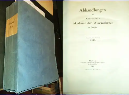 Königliche Akademie der Wissenschaften (Hrsg.).   Riess / Karsten / v.Buch / Dove / Müller / Link / Hagen / Jacob Grimm / Dirksen.. 