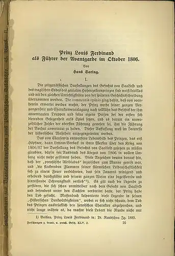 Schultze, Johannes / Fritz Hartung / Willy Hoppe (Hrsg.): Forschungen zur Brandenburgischen und Preußischen Geschichte. 45. Band - 2. Hälfte.  Aufsätze:  Hans Saring:...