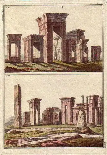 Spalart, Robert von: Handcolorierter Originalstich Nr. 1 und Nr. 2 auf einem Blatt aus dem Werk "Versuch über das Kostüm der vorzüglichsten Völker des Alterthums.. 