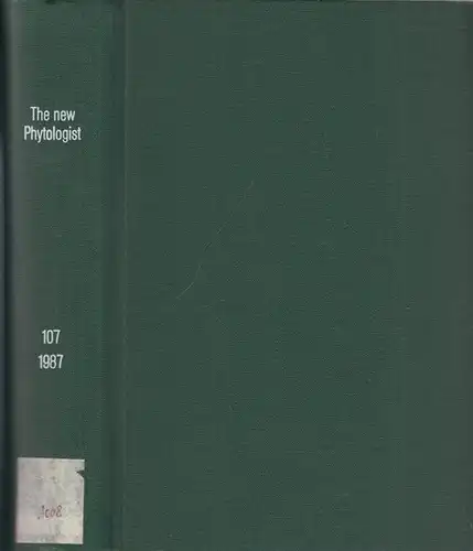 The new Phytologist. Volume 107 / 1987. No. 1-4 (September -Decembert 1987). From the contents (mentioned here are just longer essays with at least 20 pages): The effects of light and temperature on the growth of and balances of carbon, nitrogen and potas