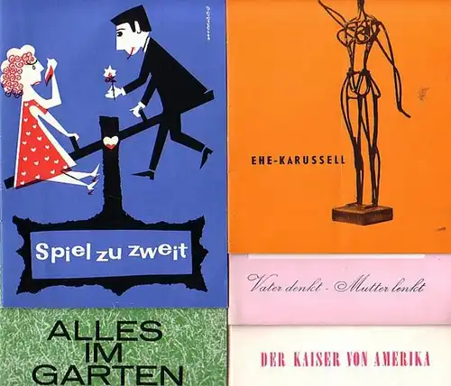 Vater denkt-Mutter lenkt von Howard Lindsay und Russel Crouse ;  "Der Kaiser von Amerika" von Georg Bernhard Shaw ; "Ehe-Karussell" von Leslie Stevens ; "Spiel zu zweit" von William Gibson ; "Alles im Garten" von Edward Albee.  Konvolut von 5 Programmheft