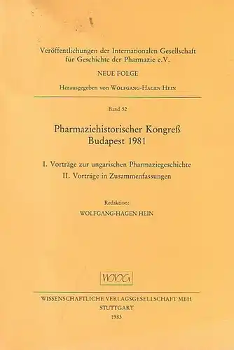 Hein, Wolfgang Hagen (Red.): Pharmaziehistorischer Kongreß Budapest 1981.  I.Vorträge zur ungarischen Pharmaziegeschichte. II. Vorträge in Zusammenfassungen. (Veröff. der Intern. Gesellsch. für Gesch. der Pharmazie.. 