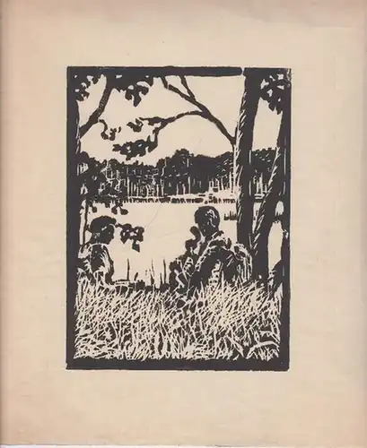 Anonym. - [Hartmann, F.]: Originalholzschnitt. Handdruck. Ohne Titel [ Sitzendes Paar am See ]. 