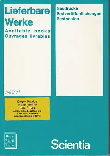 Scientia Verlag (Hrsg.): Lieferbare Werke-Available books-Ouvrages livrables 1983/1984. 