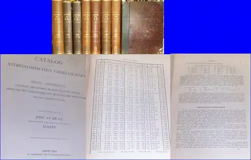 Catalog ( Katalog )der astronomischen Gesellschaft. 1. Abteilung, 1. - 15. Stück und 2. Abt. 1. - 4. Stück. Gebunden in 8 Büchern