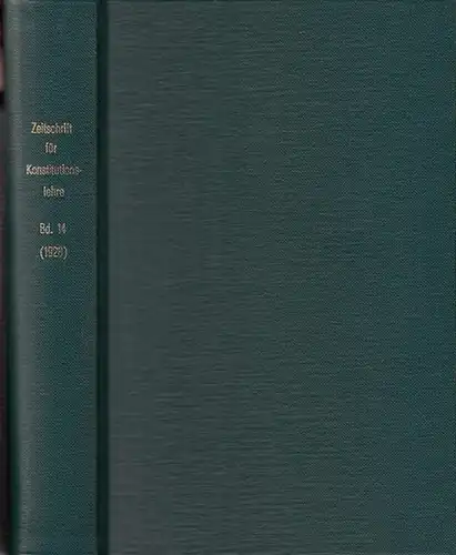 Zeitschrift für [angewandte Anatomie und] Konstitutionslehre.    Herausgegeben von J. Tandler, A. Frhr. Von Eiselsberg, A. Kolisko, F.Martius, F. Chvostek, H. Braus, E.Kallius.. 