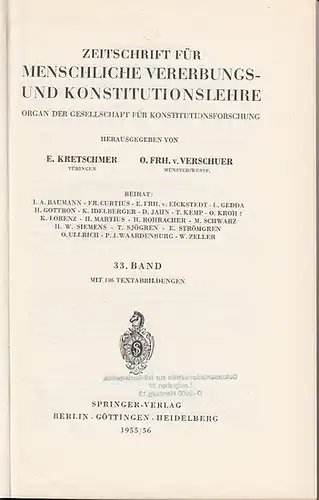 Zeitschrift für [angewandte Anatomie und] Konstitutionslehre.    Herausgegeben von J. Tandler, A. Frhr. Von Eiselsberg, A. Kolisko, F.Martius, F. Chvostek, H. Braus, E.Kallius.. 