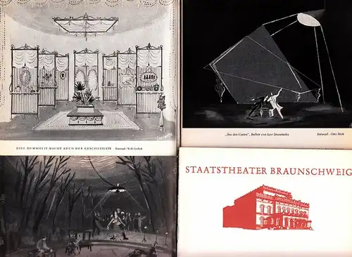 Ein Maskenball ; "Wallenstein" ; "Die Heiratsvermittlerin" ; "Eine Dummheit macht auch der Gescheiteste" ; Spielplan November 1955. Konvolut von 4 Programmheften und einem Faltblatt des Staatstheaters Braunschweig