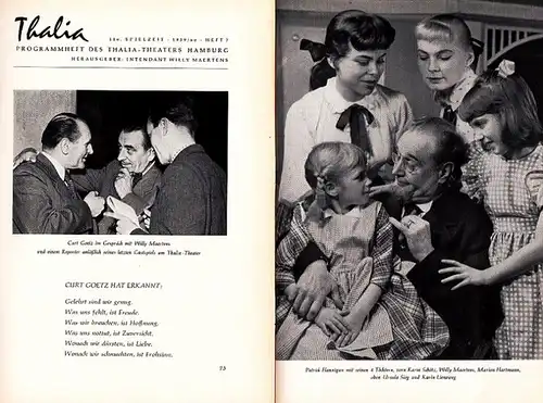 Goetz, Curt ; Boruff, John. Thalia Theater Hamburg-Willy Maertens-Intendanz (Hrsg.): 114. Spielzeit 1957/58, Heft 6  Deutsche Erstaufführung "Das Familienparlament" ; 116. Spielzeit 1959/60, Heft7...