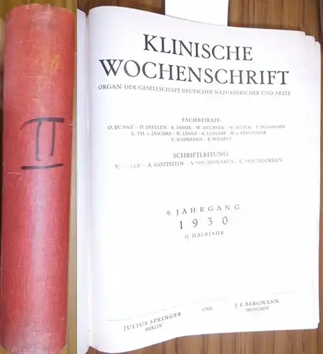Klinische Wochenschrift.   V. Salle, A. Gottstein, A. von Domarus, C. von Noorden (Schriftleitung) // Fachbeiräte: O. Bumke, H. Dietlein, R. Doerr, W. Heubner.. 