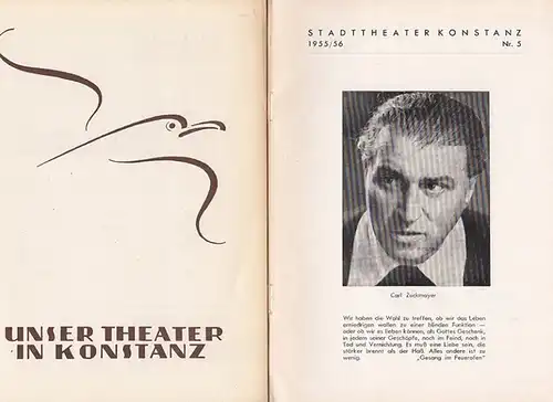 Semmelroth, Wilhelm und Keiper, Willam ; Zuckmayer, Carl. Stadttheater Konstanz-Intendanz: Hans Erich Kreibig (Hrsg.): Heft 4 Spielzeit 1954/55 "Das kleine abc" und Heft 5  Spielzeit 1955/56 "Das kalte Licht". Programmhefte des Stadttheaters Konstanz. Kon
