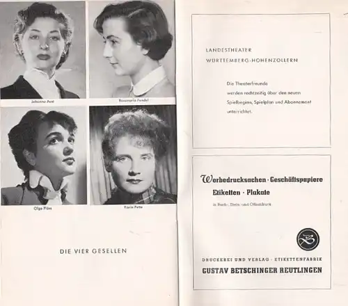 Das Programm. Folge 18. Spielzeit 1953/54. Programmheft zu "Die vier Gesellen"