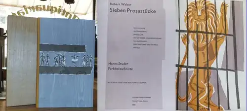 Walser, Robert / Hanns Studer (Illustrationen): Sieben Prosastücke.  Mit 12 OriginalHolzschnitten von Hans Studer. Zudem lose beigelegt 1 separat signierter Orig.Holzschnitt des Künstlers. (Enthalten.. 