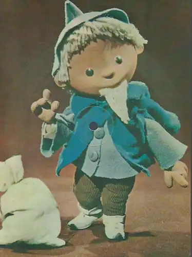 Sandmann.   Sandmännchen.   Hans Sandig: Schallfolie mit dem Sandmann   Lied 'Sandmann, lieber Sandmann' von Richter Krumbach, mit dem Rundfunk Kinderchor.. 