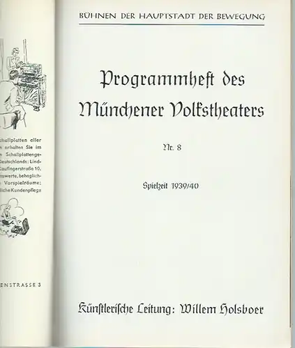 München.   Münchener Volkstheater.   Fritz Gottwald: Programmheft zu 'Glück im Spiel   Glück in der Liebe', ein Wiener Stück mit Musik.. 