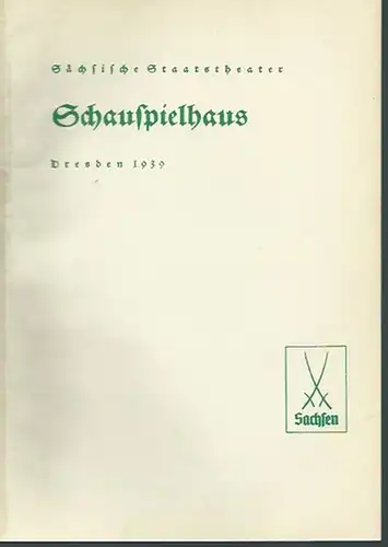 Dresden.   Sächsisches Staatstheater   Schauspielhaus.   Heinrich Zerkaulen: Programmheft zu Heinrich Zerkaulen 'Brommy'. Spielleitung: Karl Hans Böhm. Bühnenbild: Kurt Kirchner. Mitwirkende.. 