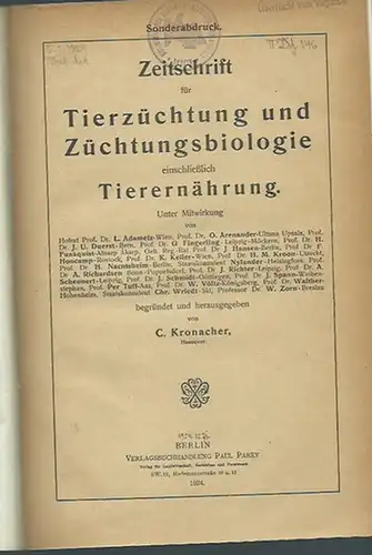 Völtz, W. und H. Jantzon: Eine exakte Prüfung der relativen Fleisch  und Wollleistung beim Merino Fleischschaf im Vergleich zum ostpreußischen schwarzköpfigen Fleischschaf. Sonderdruck aus:.. 