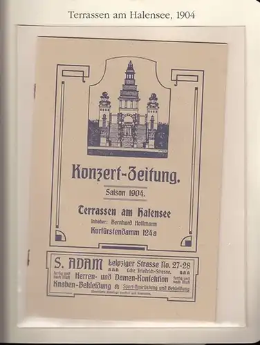 BerlinArchiv herausgegeben von Hans Werner Klünner und Helmut Börsch Supan.   Hoffmann, Bernd: Konzert Zeitung der Terrassen am Halensee 1904. Inh. B. Hoffmann (.. 