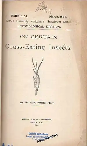 Felt, Ephraim Porter // Law, James // Bailey, L. H. // Lodeman, E. G. // Law, James // Bailey, L. H. // Wing, H. H. // Pettit, R. H. // Bailey, L. H. and Powell, G. H: Felt, Ephraim Porter: On Certain Grass-Eating Insects. (Bulletin 64: p.45-102 , Plate I