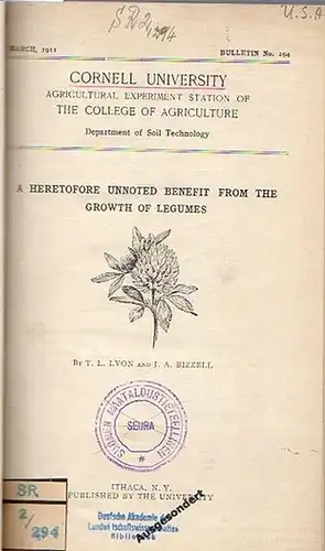 Lyon, T. L. and Bizzell, J. A. // Lyon, T. Lyttleton; Bizzell, James A. and Conn, H. Joel // Lyon, T. Lyttleton and Bizzell, James A: Lyon, T. L. and Bizzell, J. A.: A Heretofore unnoted Benefit from the Growth of Legumes. (Bulletin No. 294: p. 363-374) /