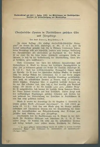 Schwarz, Ernst: Obersorbische Spuren in Nordböhmen zwischen Elbe und Isergebirge. Sonderabdruck aus Heft 1, Jahrgang 1930, der Mitteilungen des Nordböhmischen Vereines für Heimatforschung und Wanderpflege. 