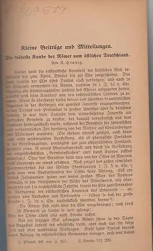 Hennig, R: Kleine Beiträge und Mitteilungen. Die früheste Kunde der Römer vom östlichen Deutschland. 