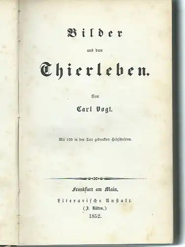 Vogt, Carl: Bilder aus dem Thierleben. 