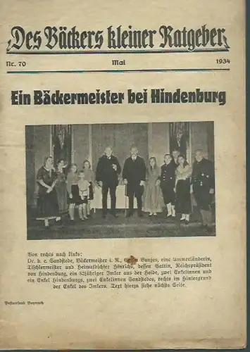 Bäckers kleiner Ratgeber. - Röder, Bernhard (Schriftleiter): Des Bäckers kleiner Ratgeber. Mai 1934, Nr. 70. 