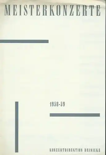 Katchen, Julius: Programmheft zum 4. Meisterkonzert am 24. Januar 1959 im Konzertsaal der Hochschule für Musik, Berlin. Pianist Julius Katchen. Mit Klavier-Werken von L. v. Beethoven. Meisterkonzerte 1958-59. Konzertdirektion Neinicke. 