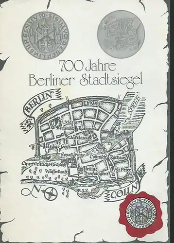 Stadtsiegel: 700 Jahre Berliner Stadtsiegel. Auflage:  25 000 Stück. Spiegelglanzprägung, ca 23 g / Durchschnitt 40 mm. 925 Sterlingsilber. DM 39,50. Abbildung des Siegels und Text auf der Rückseite. 