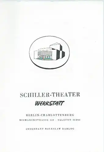 Schiller-Theater Werkstatt, Berlin. - Intendant: Boleslav Barlog. - Beckett, Samuel und Edward Albee: Programmheft zu: Beckett: Das letzte Band. Deutsch von Erika und Elmar Tophoven. Darsteller: Walter Franck / Albee: Die Zoo. Geschichte. Deutsch von Pink
