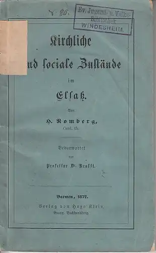 Romberg, H: Kirchliche und sociale Zustände im Elsaß. 