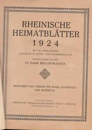 Rheinische Heimatblätter. - Bellinghausen, Dr. Hans (Red.): Rheinische Heimatblätter. Sammelband mit 18 Heften!  Zeitschrift des Vereins für Mosel, Hochwald und Hunsrück. Enthalten sind die...