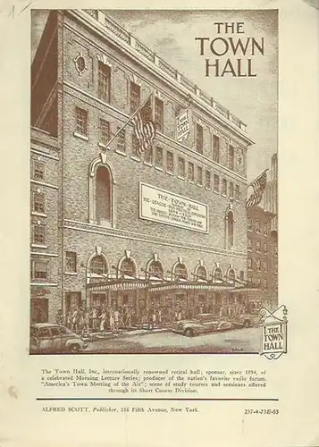 Programmheft zu: Town Hall, Season 1952-1953. 'Anna Russell'. International Concert Comedienne
